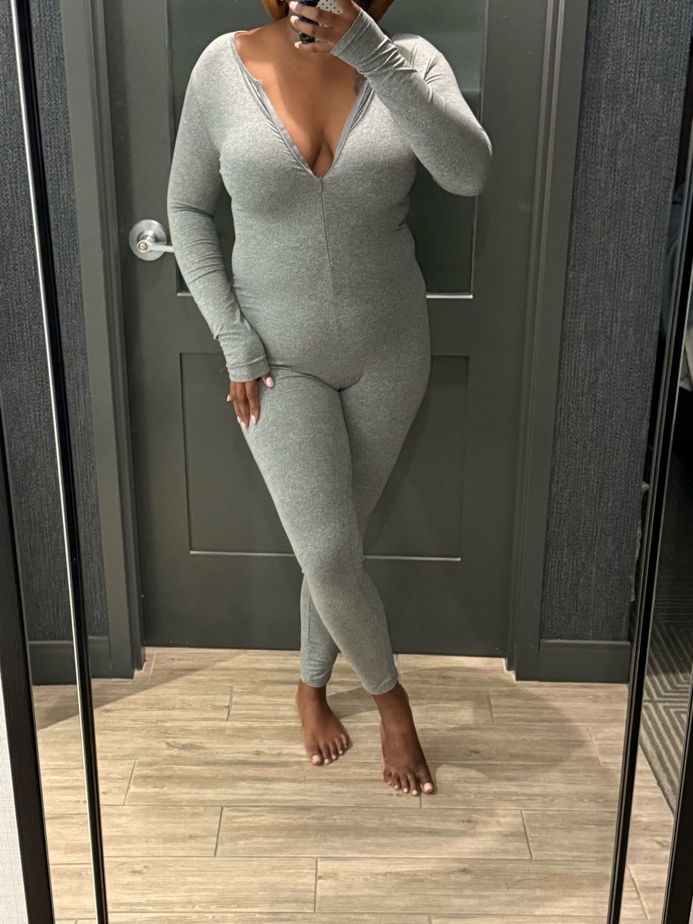 {SHEIN} Gray Long-Sleeve Bodysuit